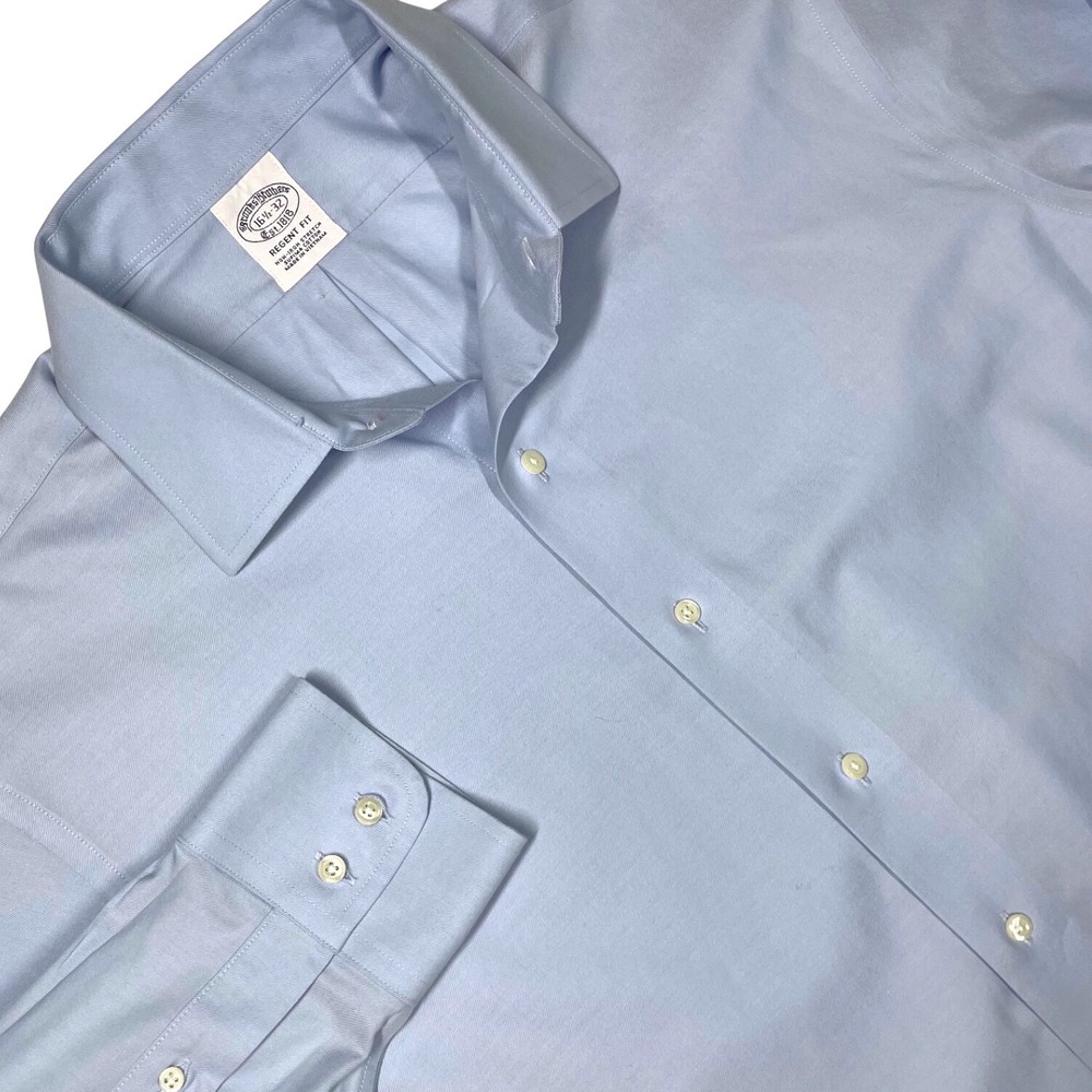Brooks Brothers Regent Fit Non-Iron Supima Cotton Stretch Shirt Blue 16.5 32